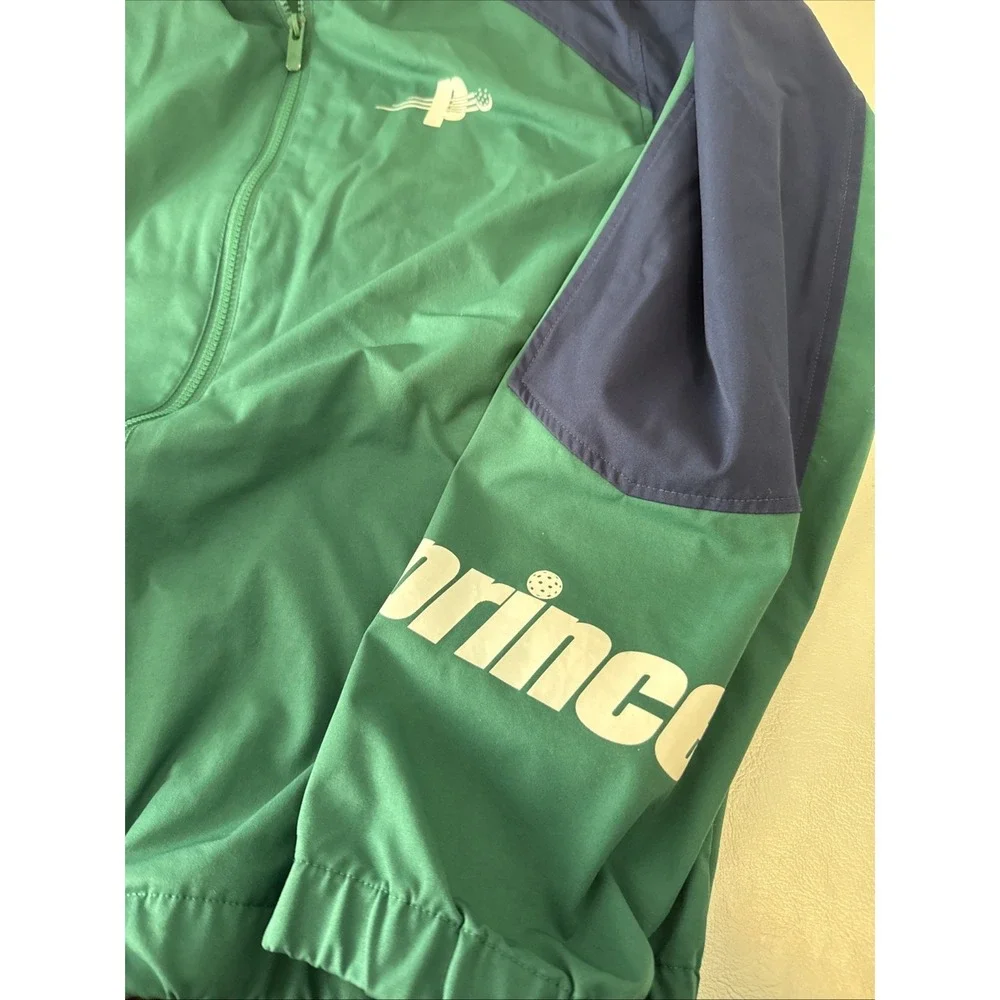 Prince Mens Lg Pickleball Tennis Green Windbreaker Full Zip Long Sleeve Jacket
